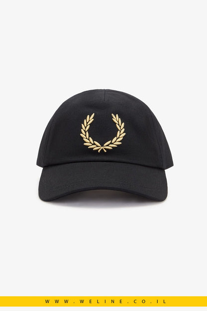 כובע Fred Perry Bold Embroidered Canvas Cap – צבע Black / Champagne | - WELINE.CO.IL