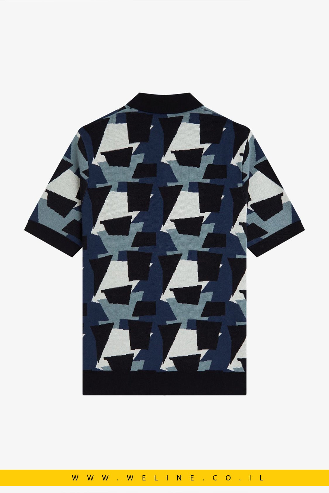 חולצת סריג גברים Fred Perry Fragment Jacquard Knit Shirt – צבע שחור - WELINE.CO.IL