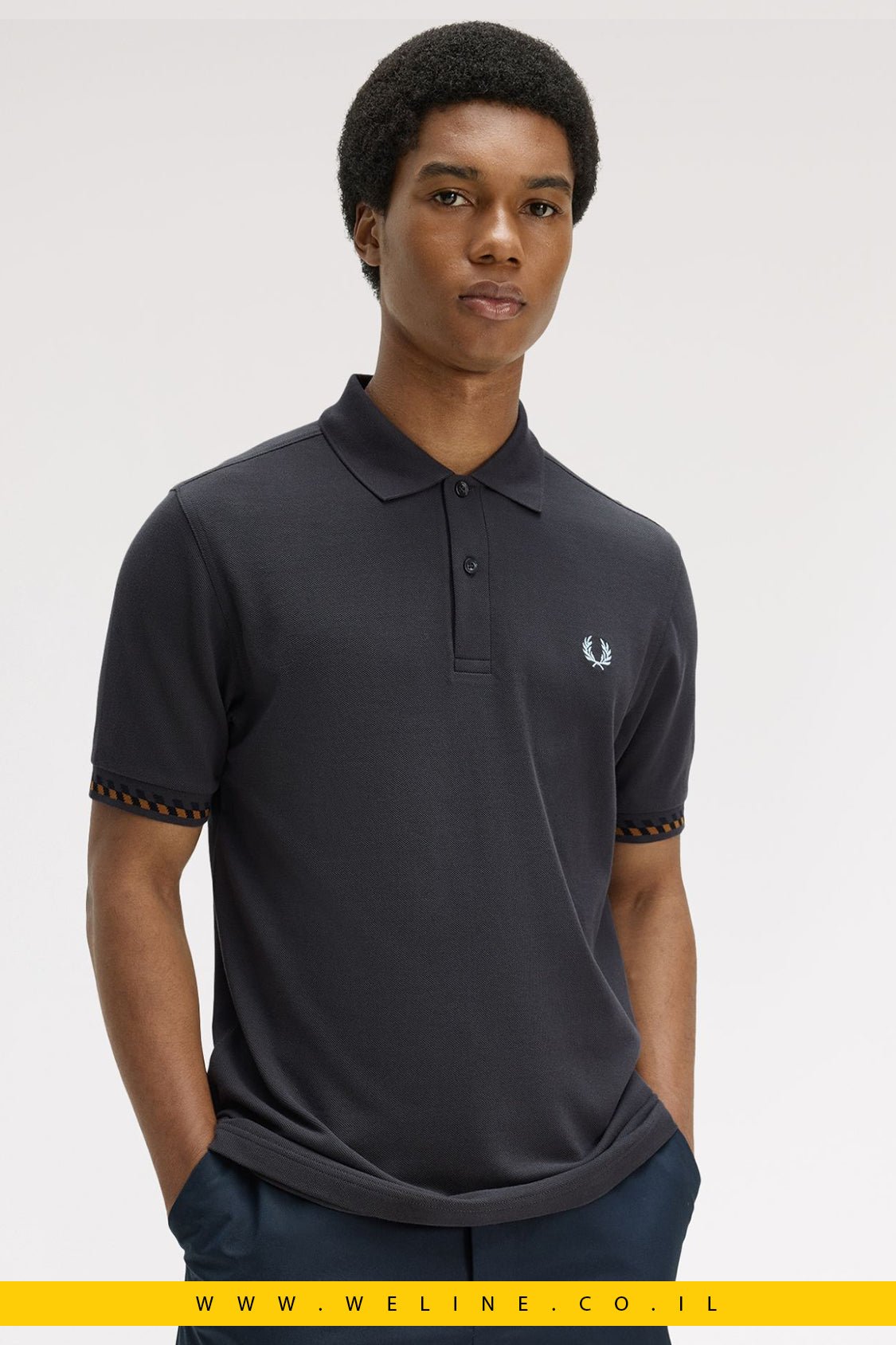 חולצת פולו Fred Perry Jacquard Cuff - WELINE.CO.IL