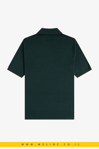 חולצת סריג גברים Fred Perry Panel Detail Knitted Shirt – צבע Grassroots - WELINE.CO.IL