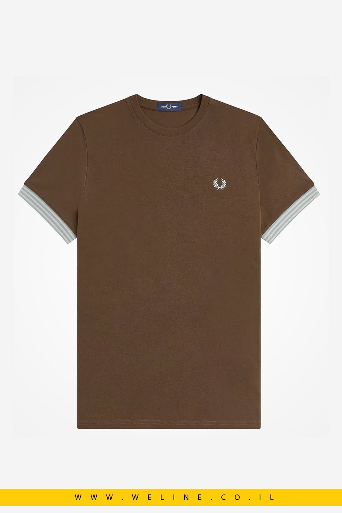 טי שירט Fred Perry Striped Cuff צבע: Burnt Tobacco - WELINE.CO.IL