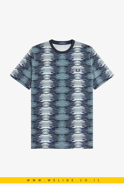 חולצת טי fredperry גברים Soundwave Glitch – צבע Stockport Blue | הדפס דיגיטלי - WELINE.CO.IL