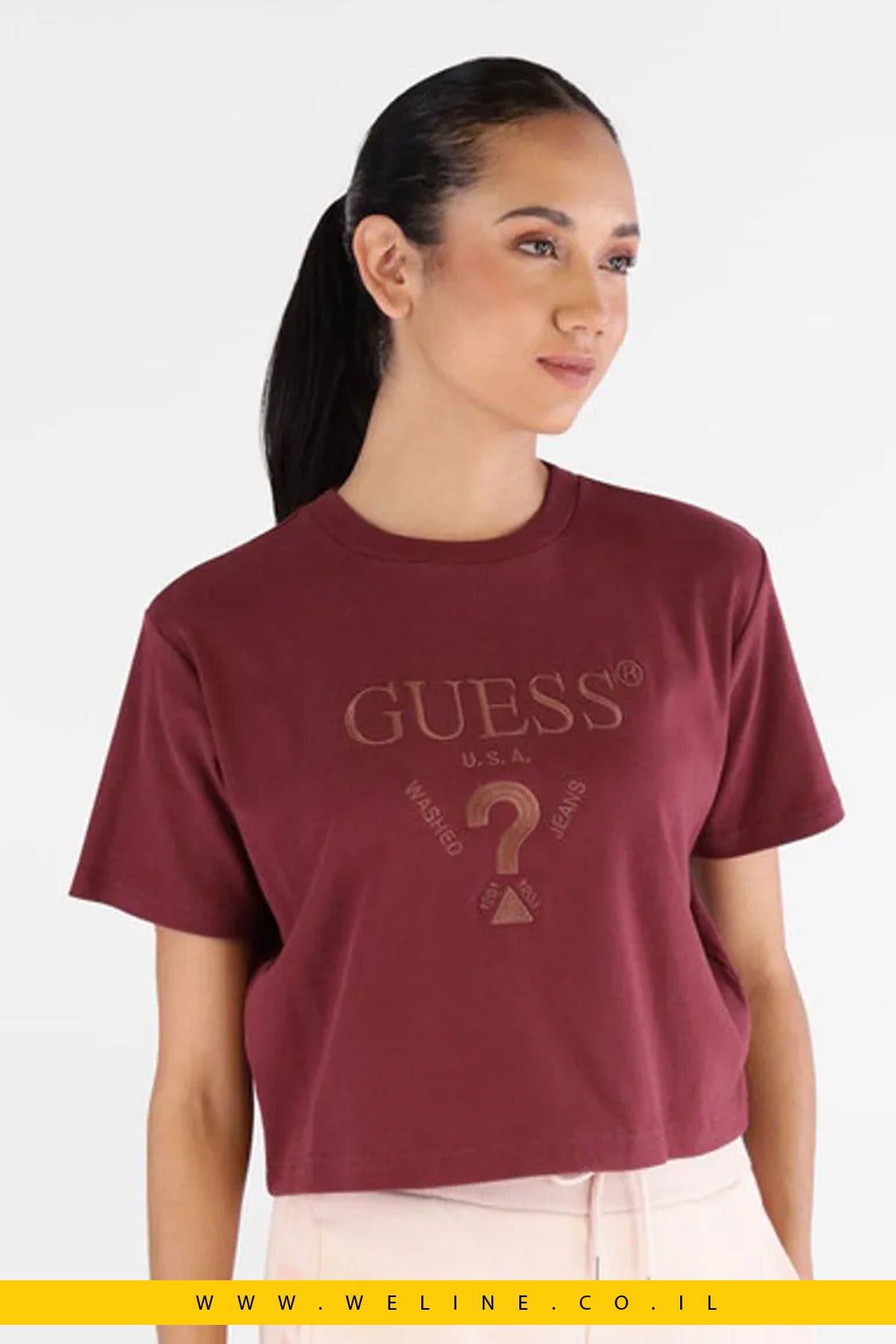 חולצת טי נשים Guess Active Fabia – צבע אדום - WELINE.CO.IL