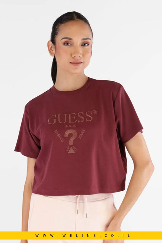 חולצת טי נשים Guess Active Fabia – צבע אדום - WELINE.CO.IL