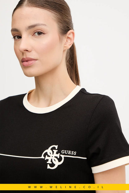 חולצת טי נשים Guess CARMEN Slim Fit – צבע שחור - WELINE.CO.IL