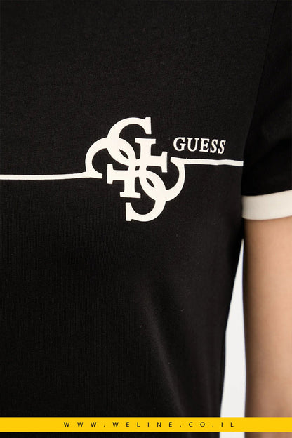 חולצת טי נשים Guess CARMEN Slim Fit – צבע שחור - WELINE.CO.IL