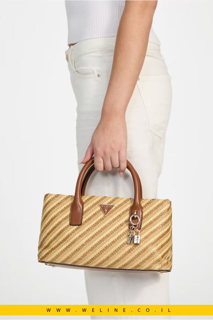 תיק קש קטן בעיצוב סאטצ’ל – GUESS Simona - WELINE.CO.IL
