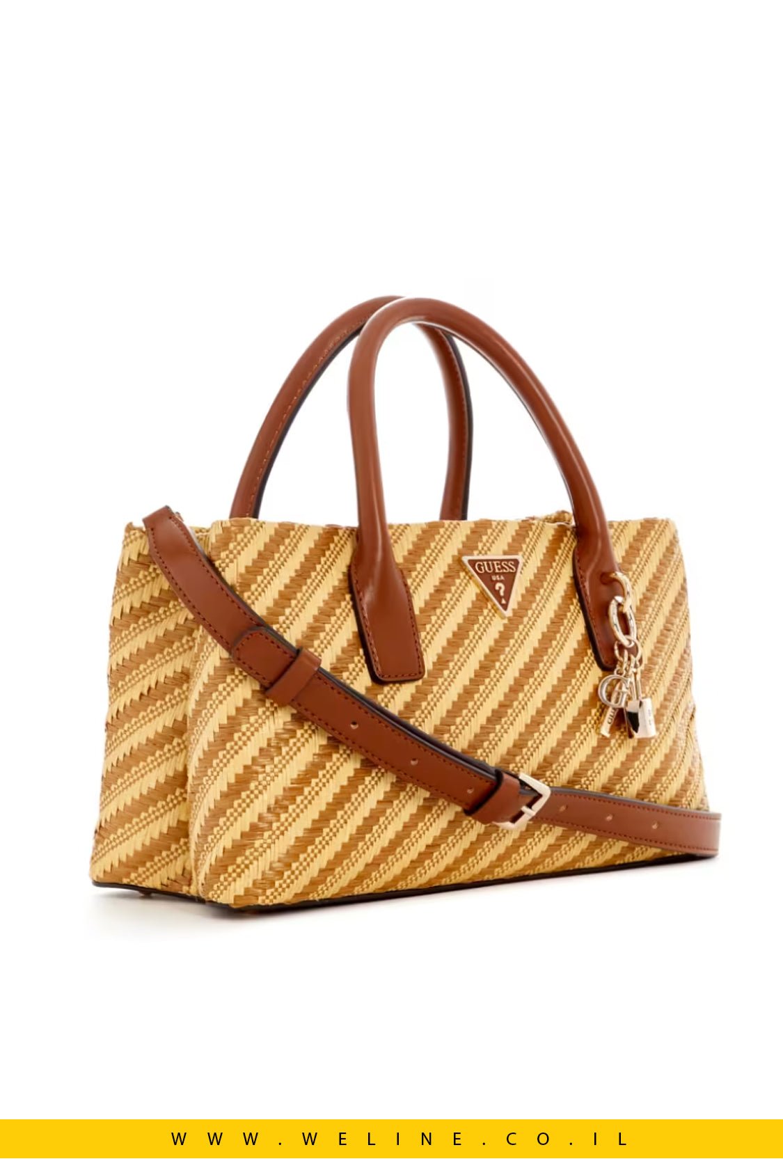 תיק קש קטן בעיצוב סאטצ’ל – GUESS Simona - WELINE.CO.IL