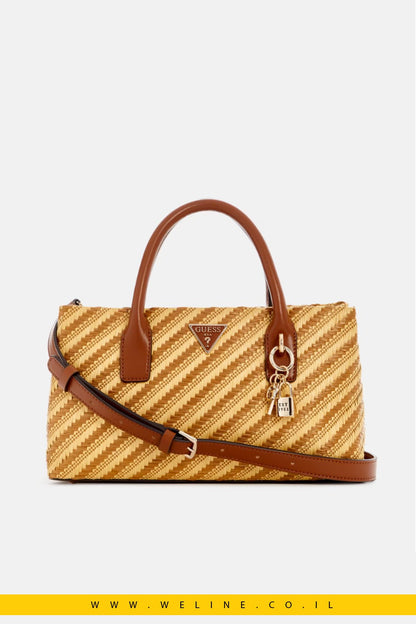 תיק קש קטן בעיצוב סאטצ’ל – GUESS Simona - WELINE.CO.IL