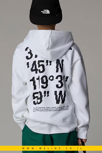 קפוצ'ון אוברסייז לבנים עם גרפיקה Coordinates
