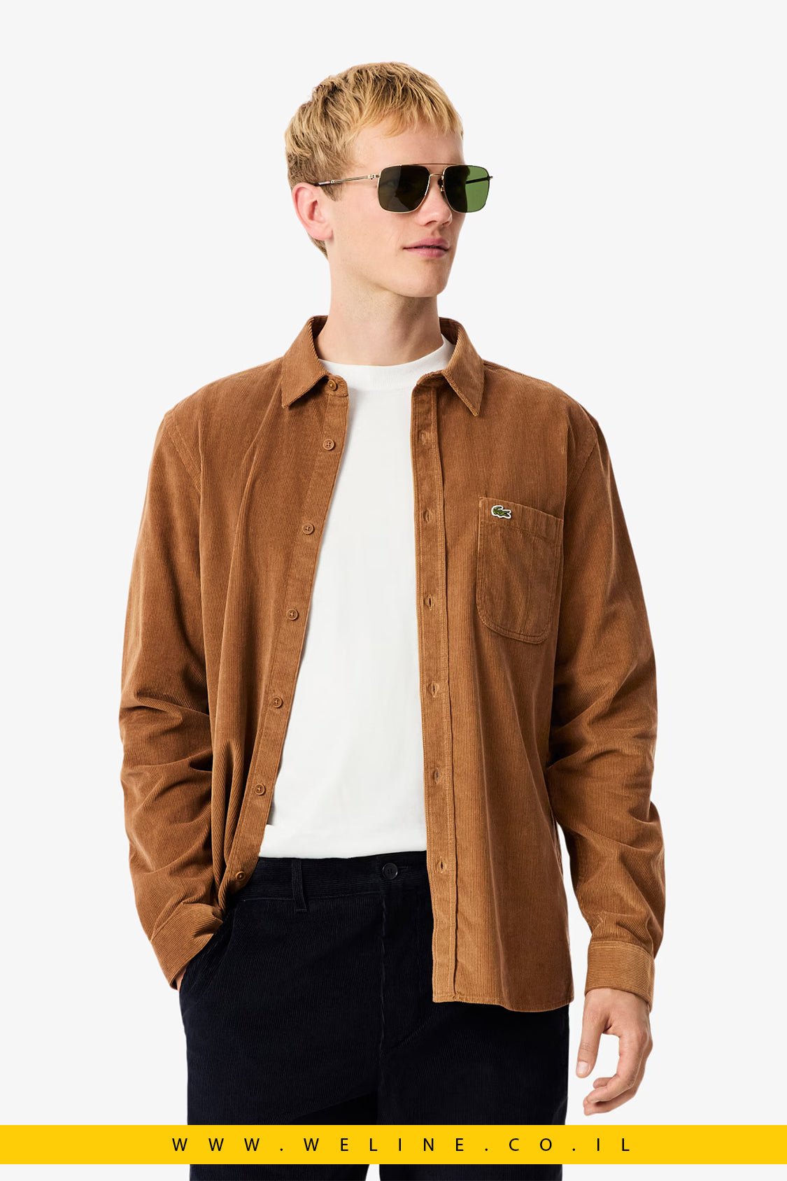 חולצת קורדורוי לגברים – Lacoste - WELINE.CO.IL