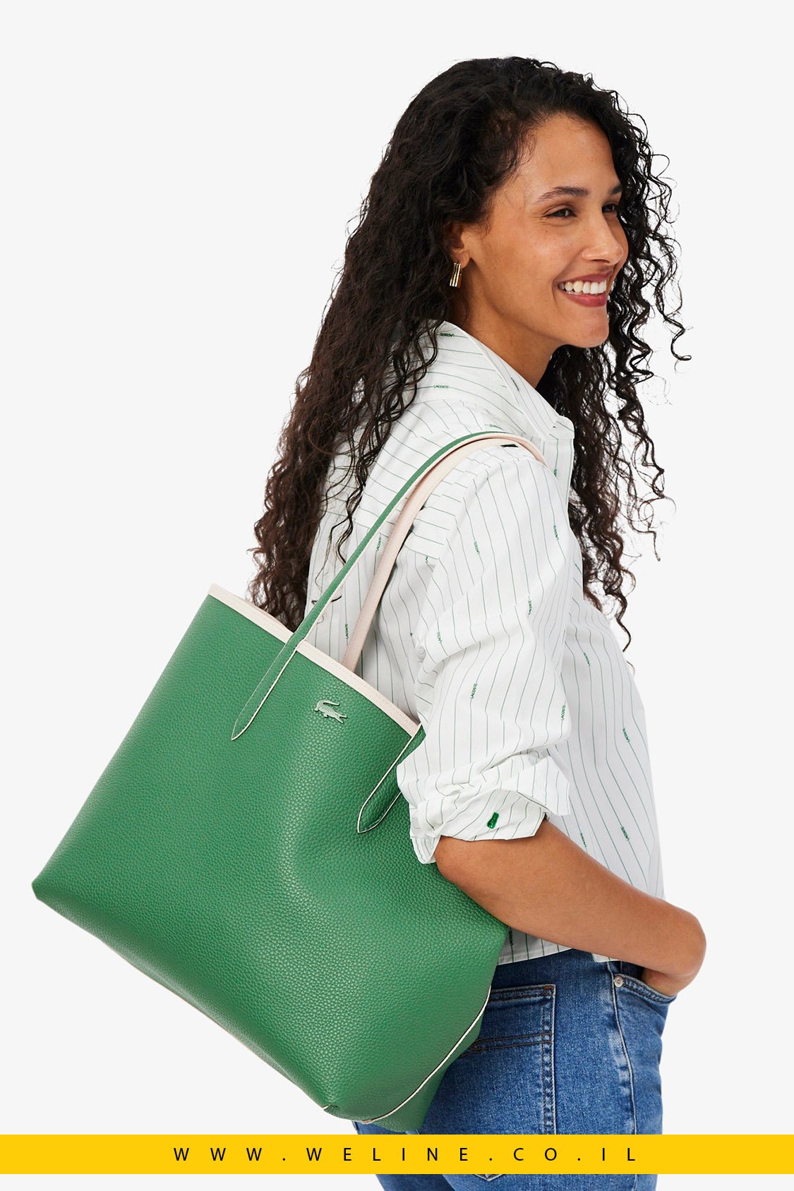 תיק דו-צדדי Lacoste Anna Reversible Tote with Pouch עם נרתיק - WELINE.CO.IL