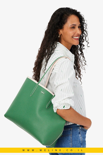 תיק דו-צדדי Lacoste Anna Reversible Tote with Pouch עם נרתיק - WELINE.CO.IL