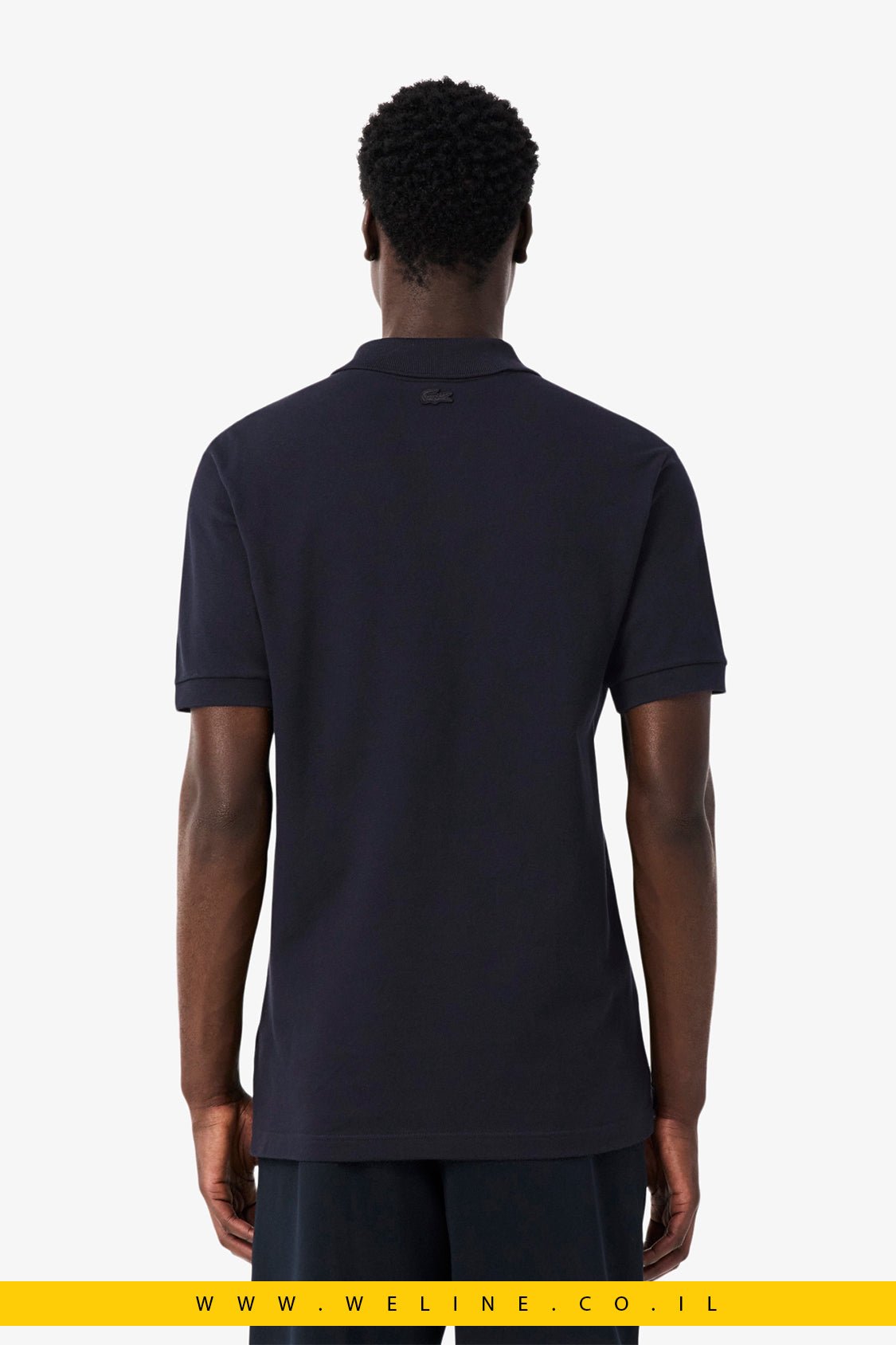 חולצת פולו גברים Lacoste Classic Fit Embroidery Detail Petit Piqué – צבע שחור - WELINE.CO.IL