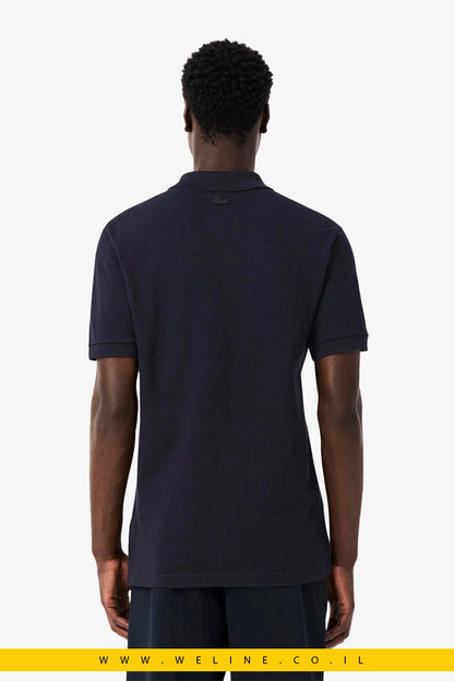 חולצת פולו גברים Lacoste Classic Fit Embroidery Detail Petit Piqué – צבע שחור - WELINE.CO.IL