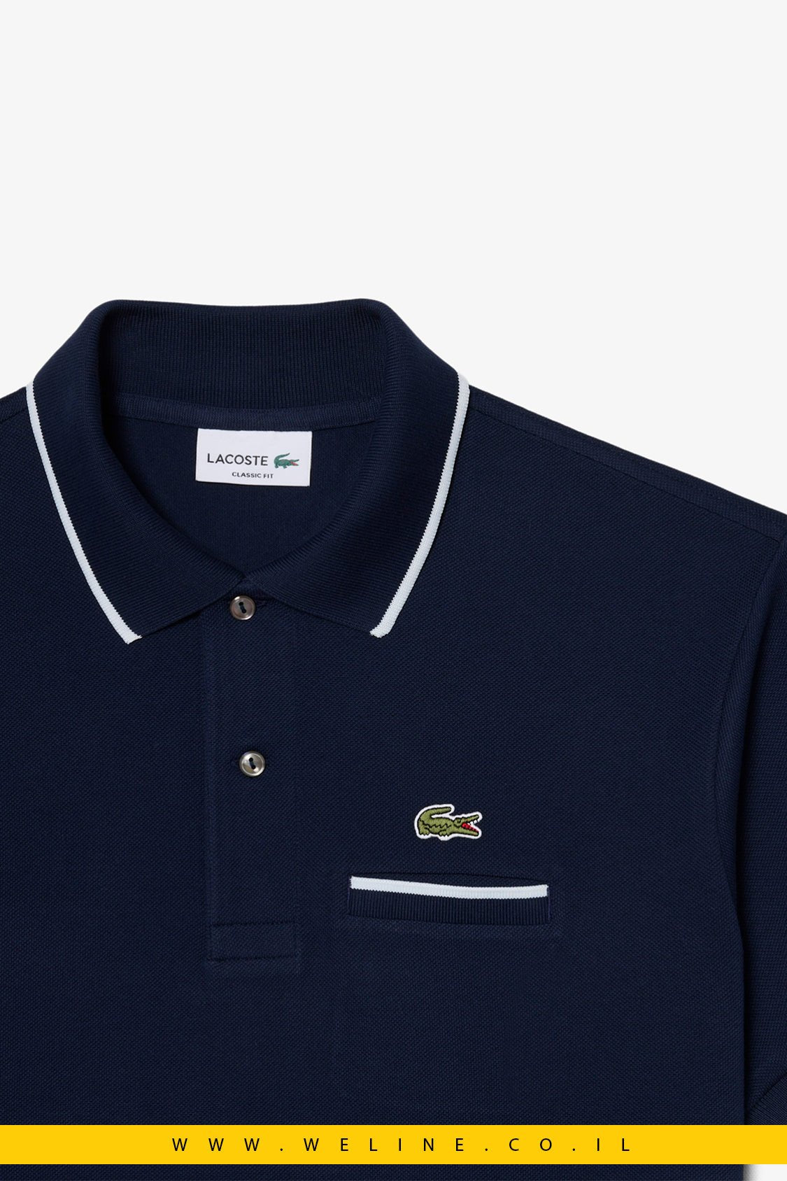 חולצת פולו Lacoste Classic Fit Pocket Accent L.12.12 - WELINE.CO.IL