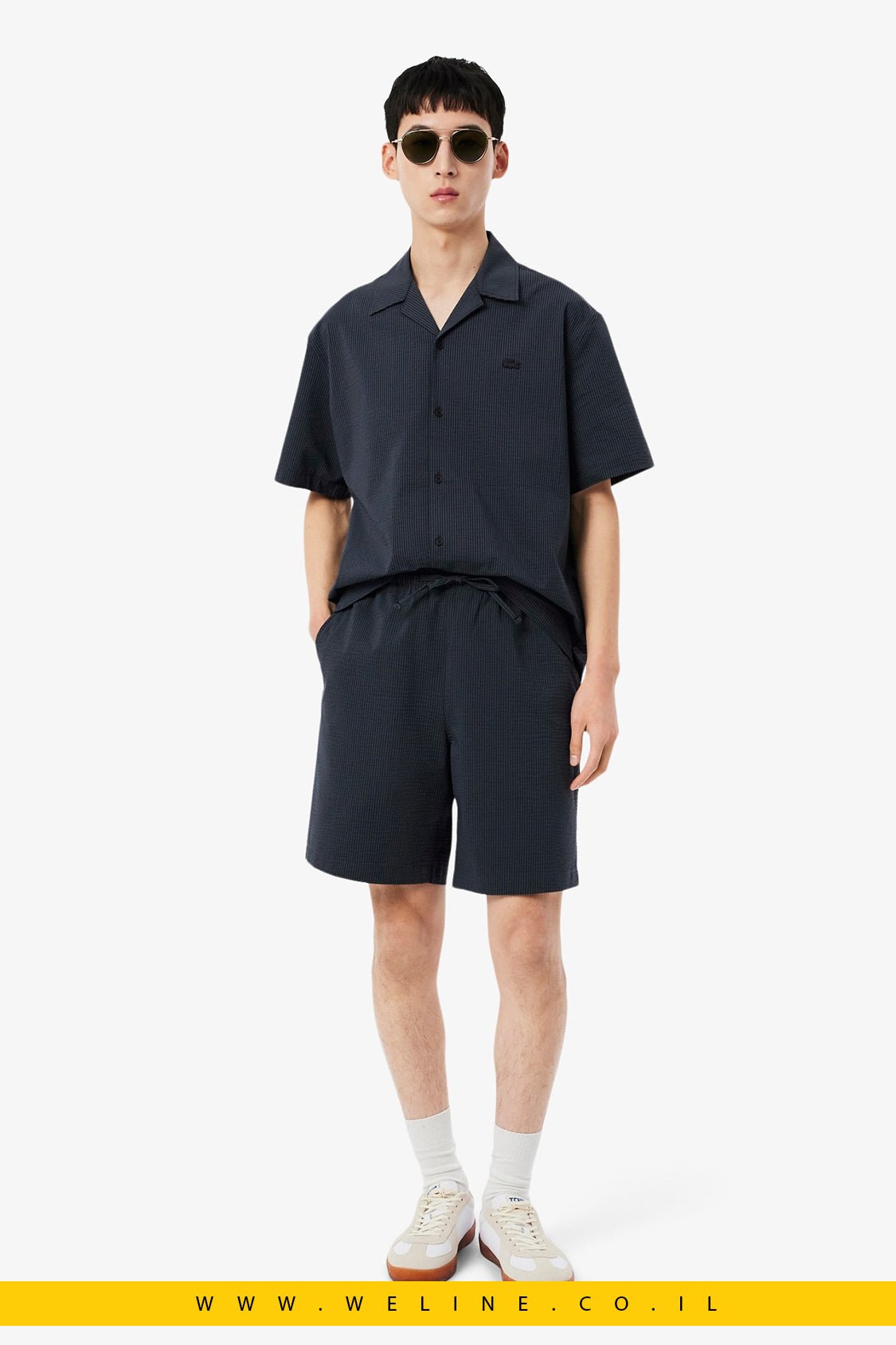 מכנסי שורט Lacoste Cotton Seersucker Relaxed Fit - WELINE.CO.IL
