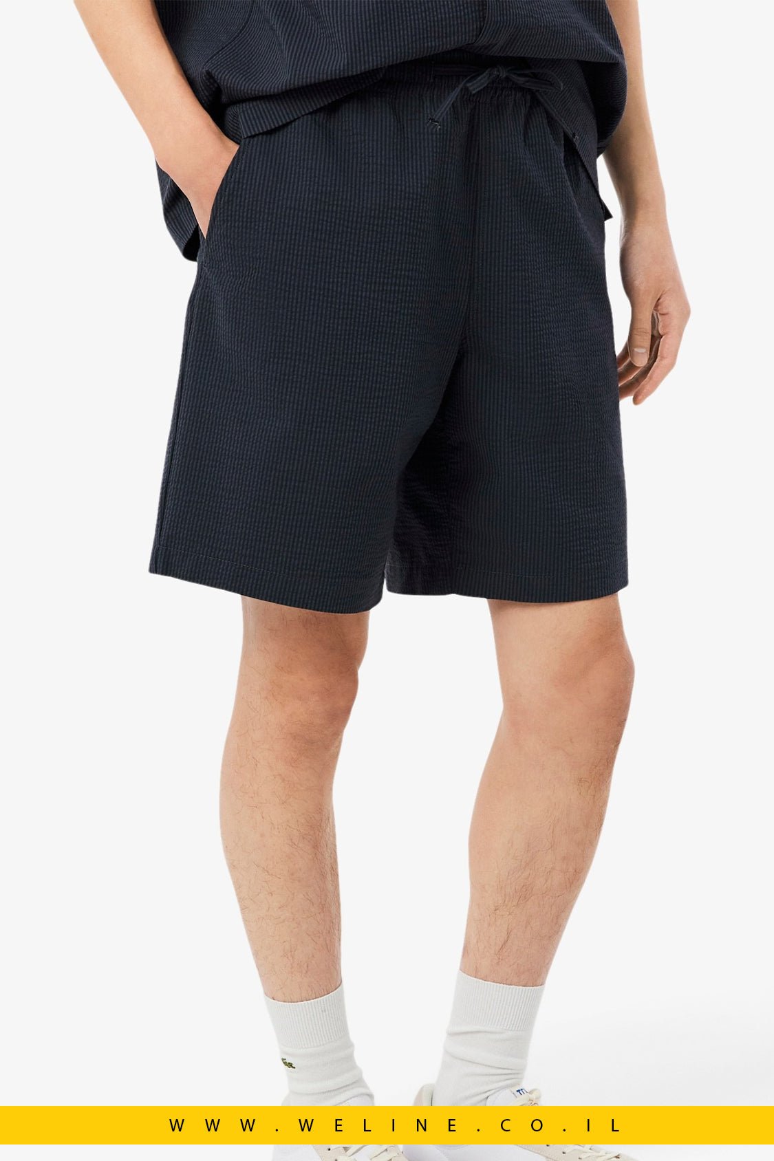 מכנסי שורט Lacoste Cotton Seersucker Relaxed Fit - WELINE.CO.IL