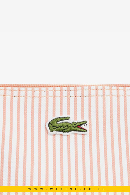 תיק טוט נשים Lacoste Large Striped L.12.12 Concept Tote – צבע Blanc Miami - WELINE.CO.IL