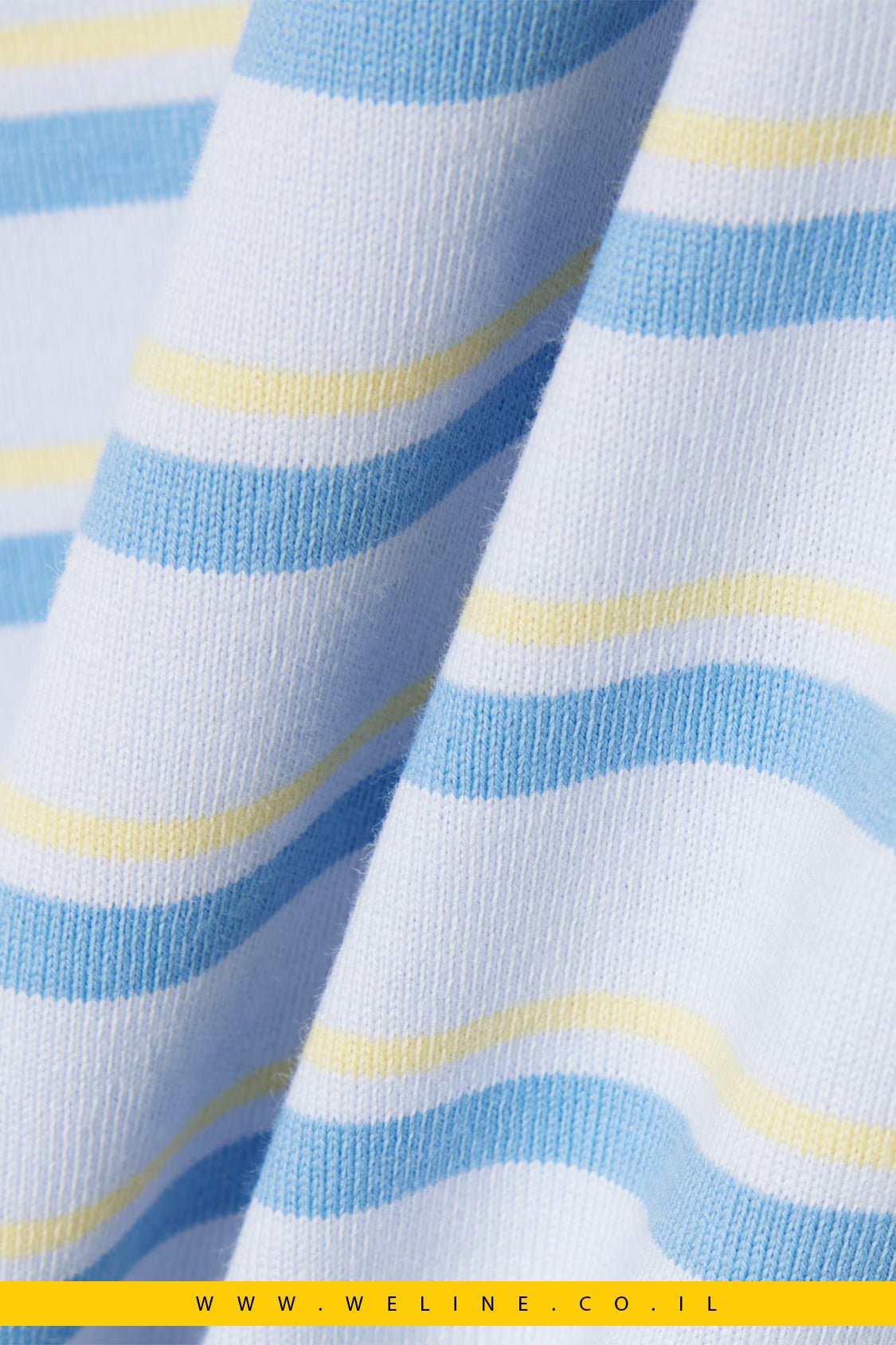 חולצת טי נשים Lacoste Long Sleeve Striped Jersey T-Shirt – צבע Bleu Clair / Bleu / Jaune - WELINE.CO.IL