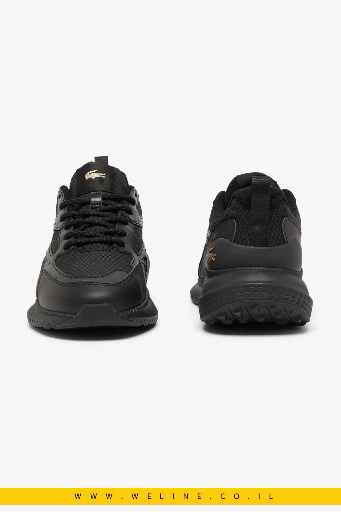 Lacoste Men's L003 Evo Sneakers – סניקרס לגברים שחור/זהב - WELINE.CO.IL
