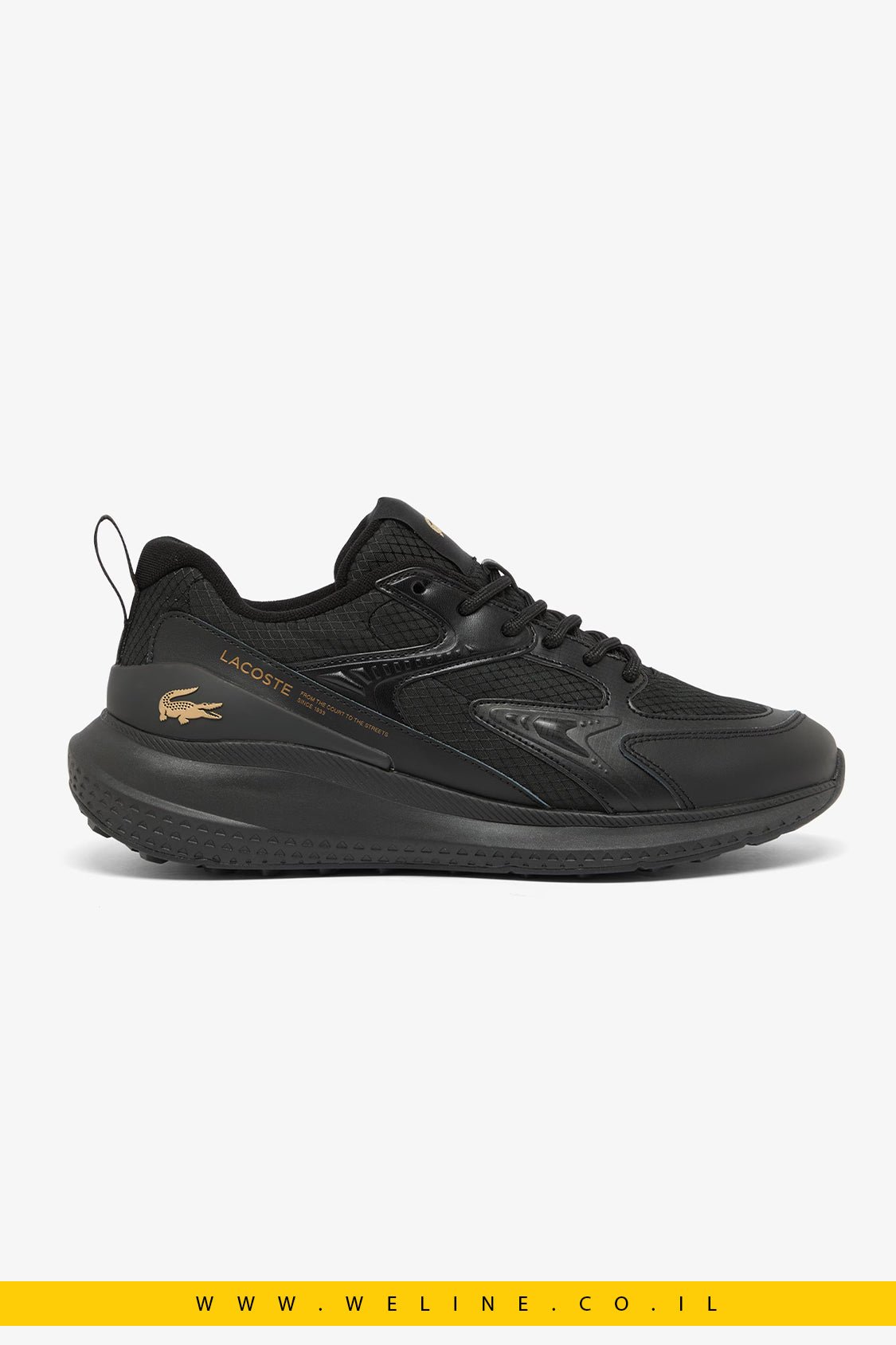 Lacoste Men's L003 Evo Sneakers – סניקרס לגברים שחור/זהב - WELINE.CO.IL
