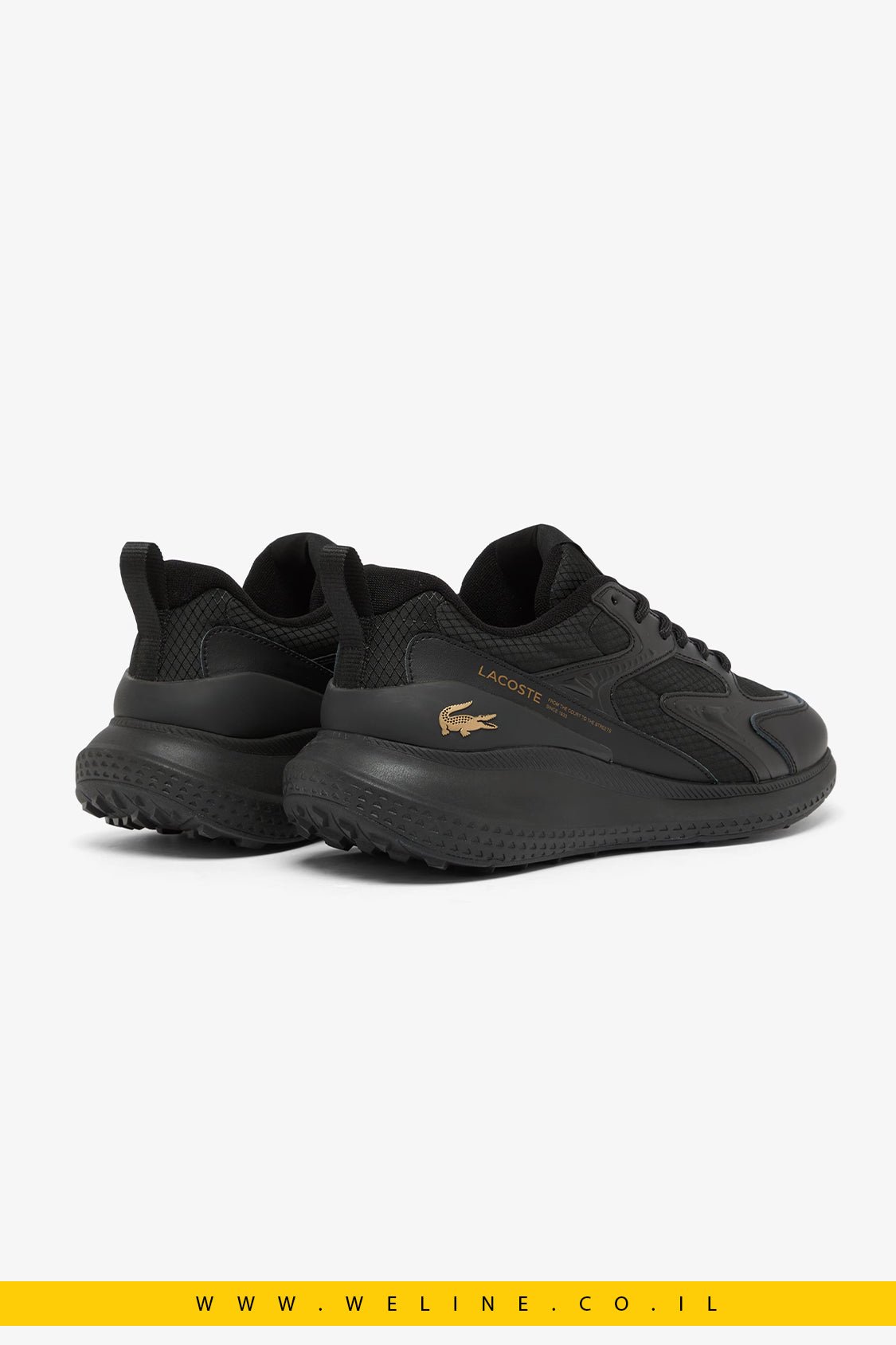 Lacoste Men's L003 Evo Sneakers – סניקרס לגברים שחור/זהב - WELINE.CO.IL