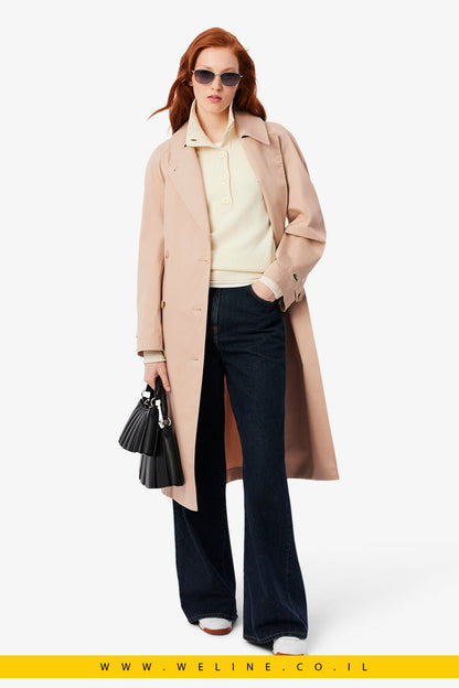 מעיל טרנץ' נשים Lacoste Oversized Water-Repellent Trench Coat - WELINE.CO.IL