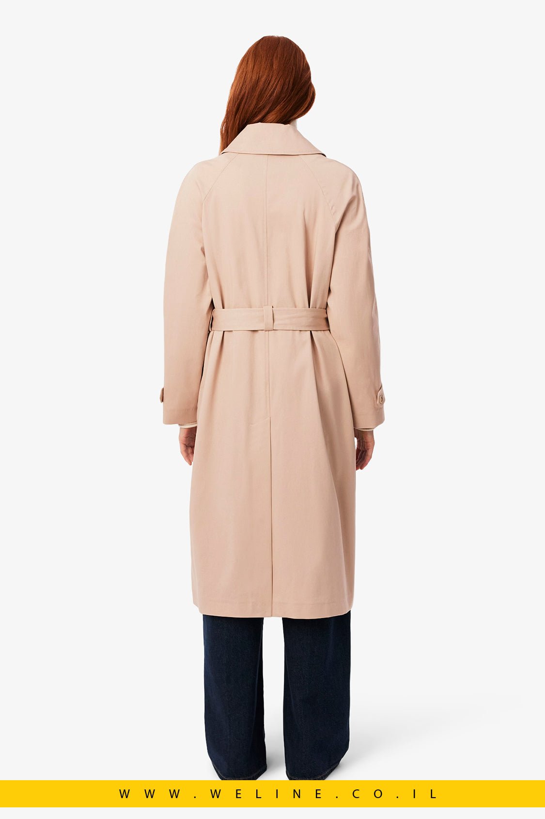 מעיל טרנץ' נשים Lacoste Oversized Water-Repellent Trench Coat - WELINE.CO.IL