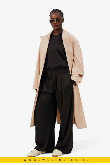 מעיל טרנץ' נשים Lacoste Oversized Water-Repellent Trench Coat - WELINE.CO.IL