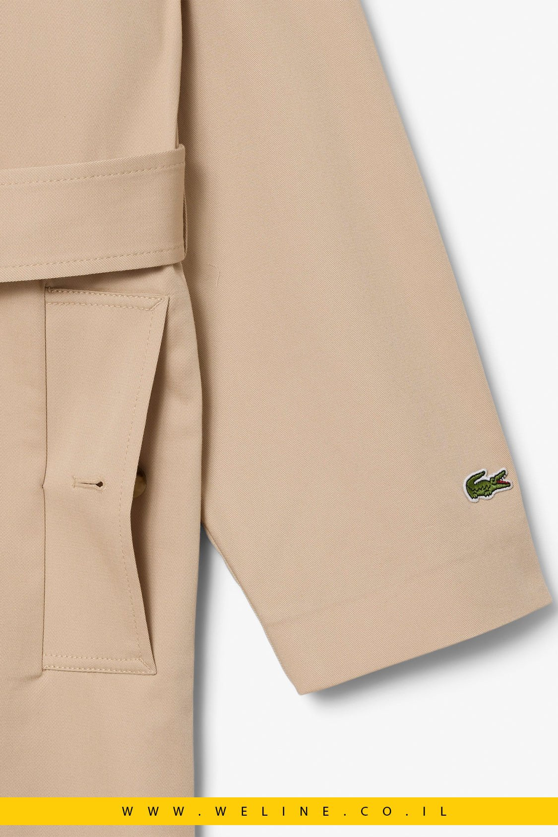 מעיל טרנץ' נשים Lacoste Oversized Water-Repellent Trench Coat - WELINE.CO.IL