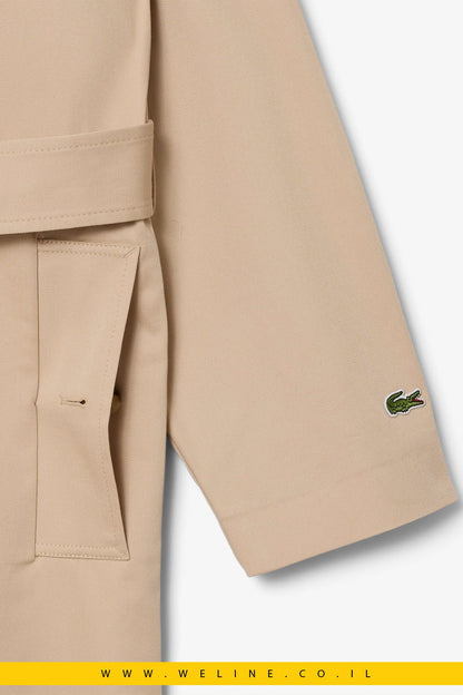 מעיל טרנץ' נשים Lacoste Oversized Water-Repellent Trench Coat - WELINE.CO.IL