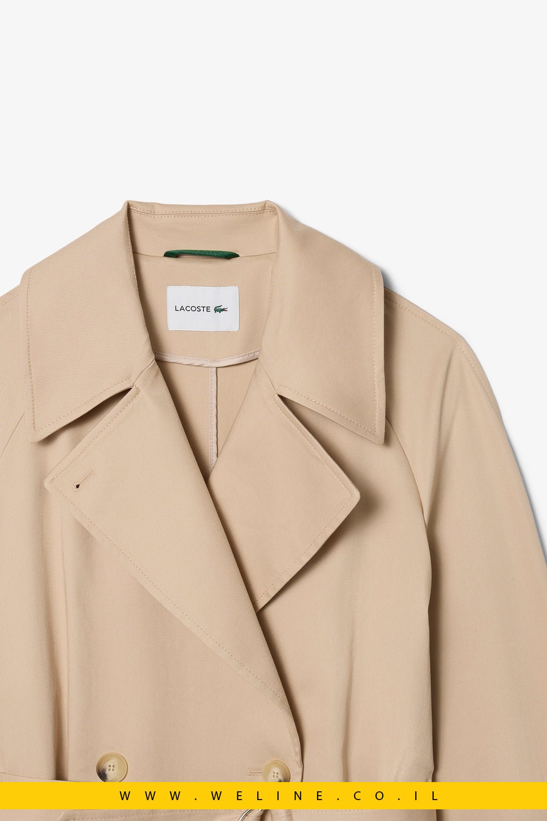 מעיל טרנץ' נשים Lacoste Oversized Water-Repellent Trench Coat - WELINE.CO.IL