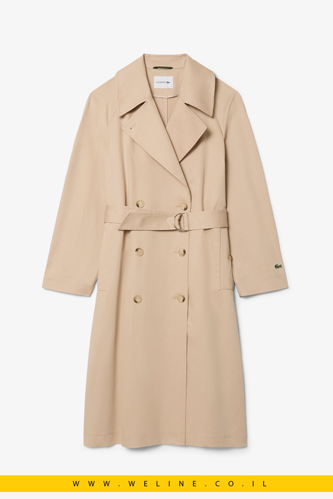 מעיל טרנץ' נשים Lacoste Oversized Water-Repellent Trench Coat - WELINE.CO.IL