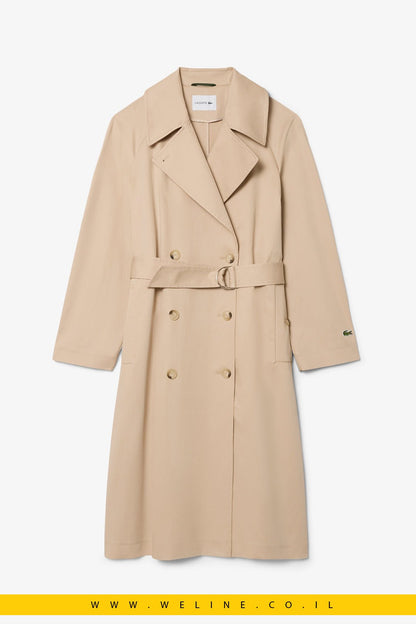 מעיל טרנץ' נשים Lacoste Oversized Water-Repellent Trench Coat - WELINE.CO.IL
