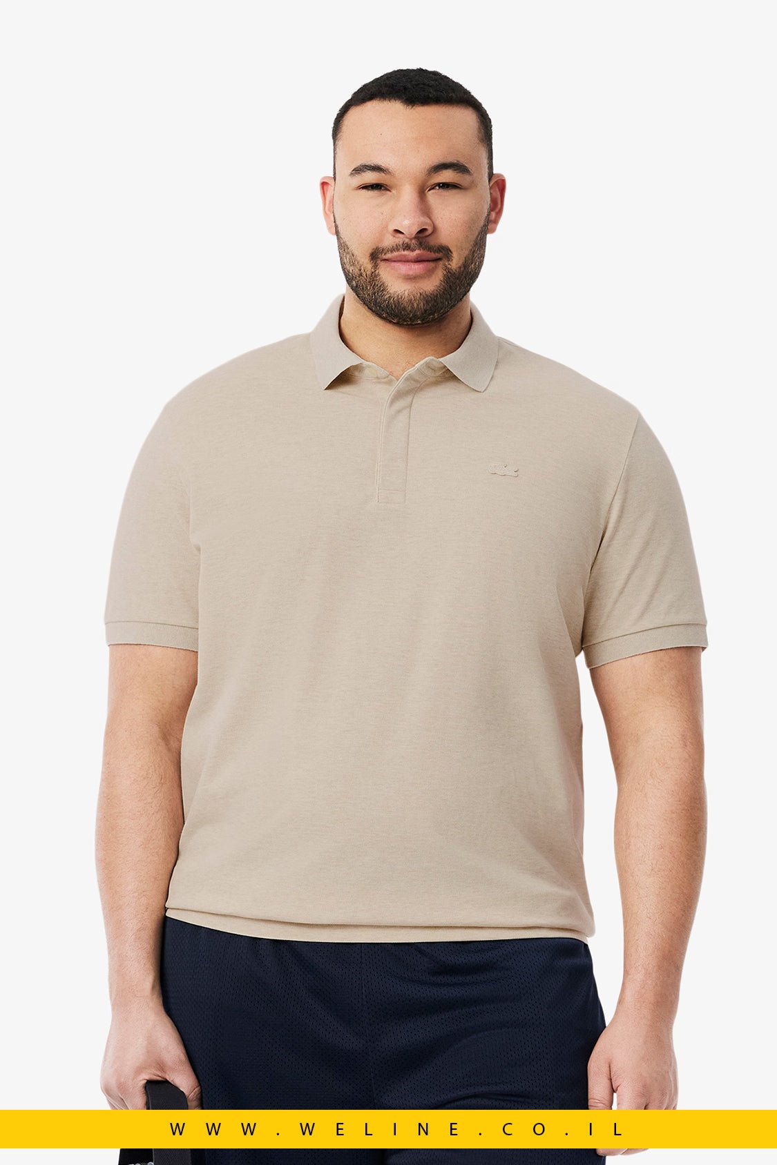 חולצת פולו Lacoste Paris Regular Fit Stretch Piqué – צבע אפור Heather - WELINE.CO.IL