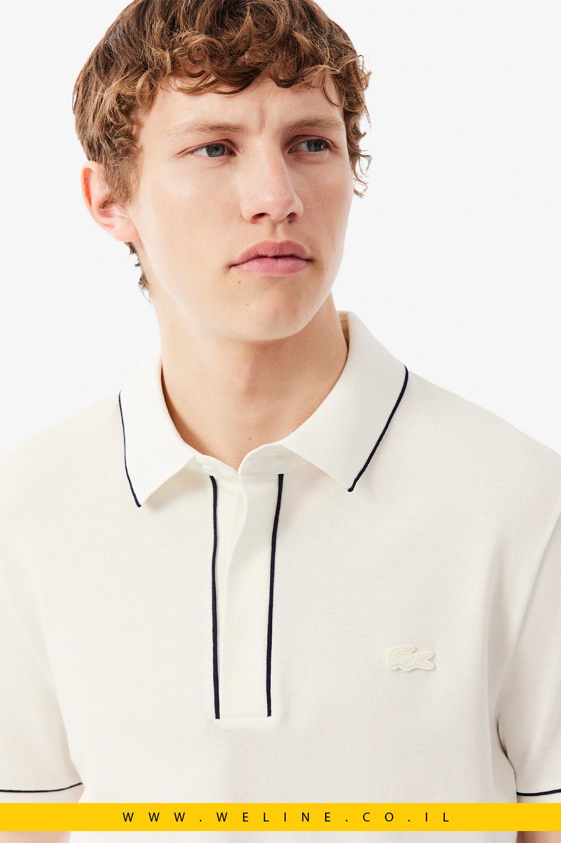חולצת פולו Lacoste Paris Stretch Piqué Regular Fit - WELINE.CO.IL