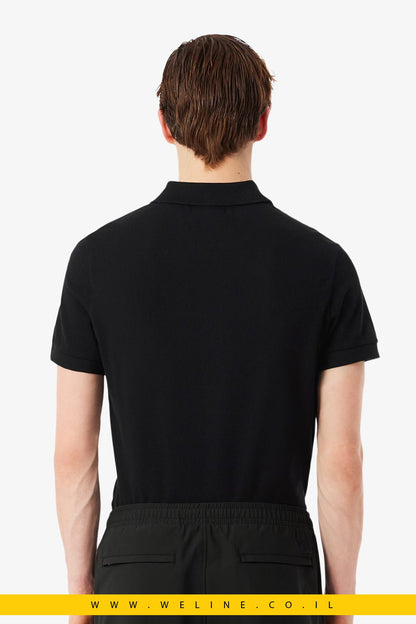 חולצת פולו גברים Lacoste Regular Fit Logo Stripe – צבע שחור - WELINE.CO.IL