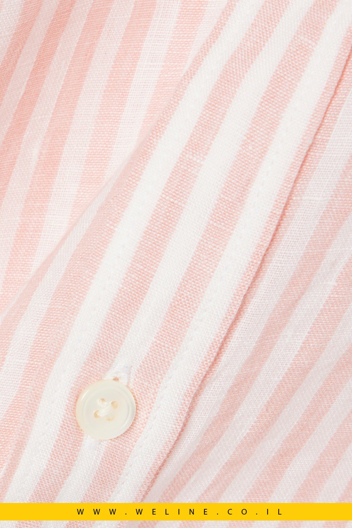 חולצת פשתן גברים Lacoste Regular Fit Striped Linen Shirt – צבע Rose / Blanc - WELINE.CO.IL