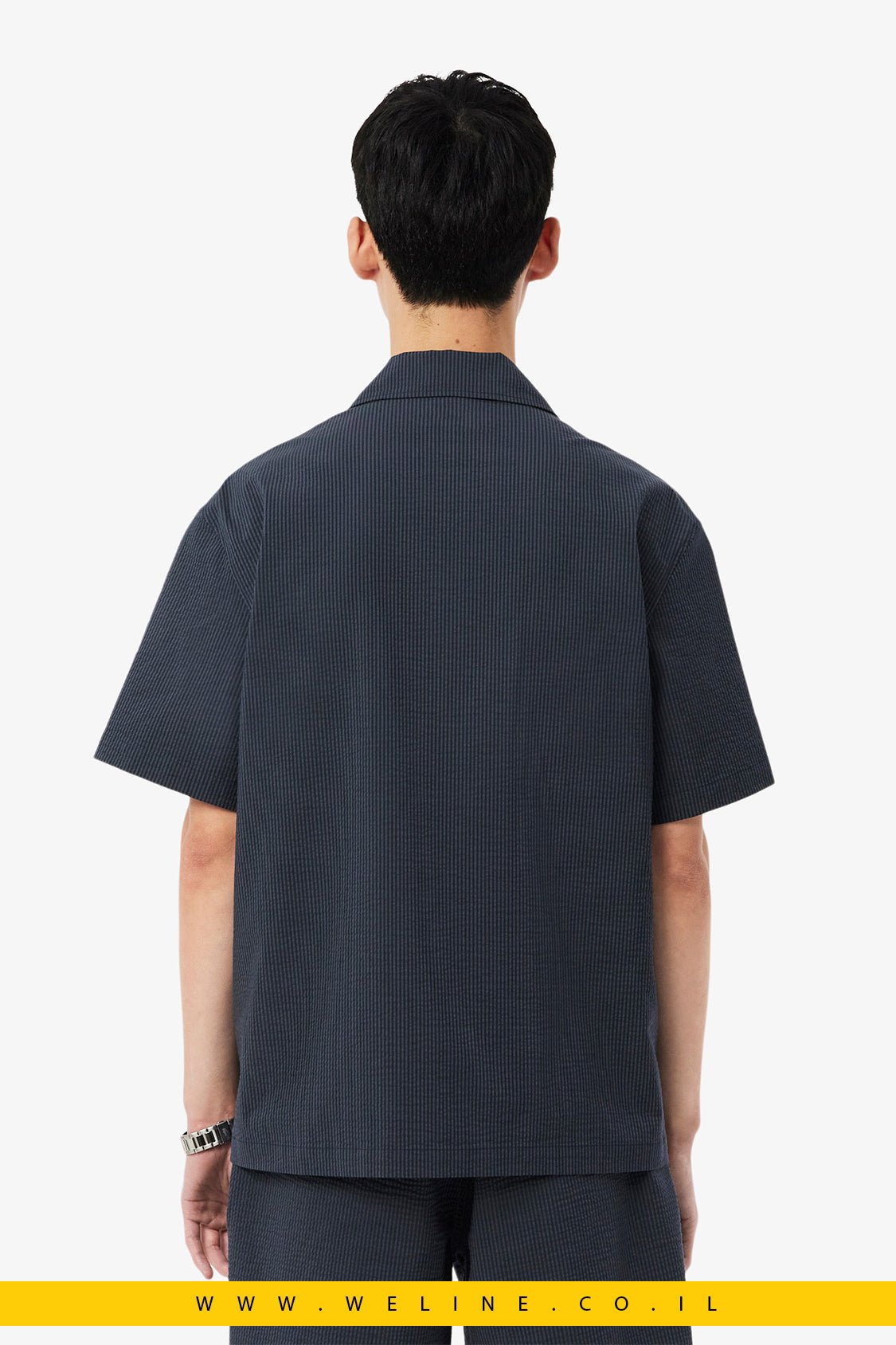 חולצת Lacoste Relaxed Fit Seersucker עם שרוולים קצרים - WELINE.CO.IL