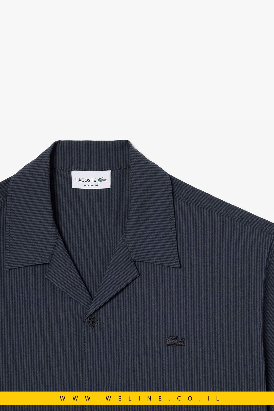 חולצת Lacoste Relaxed Fit Seersucker עם שרוולים קצרים - WELINE.CO.IL