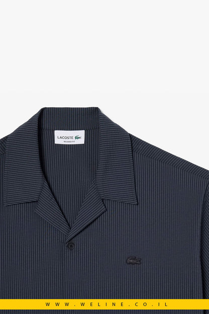 חולצת Lacoste Relaxed Fit Seersucker עם שרוולים קצרים - WELINE.CO.IL