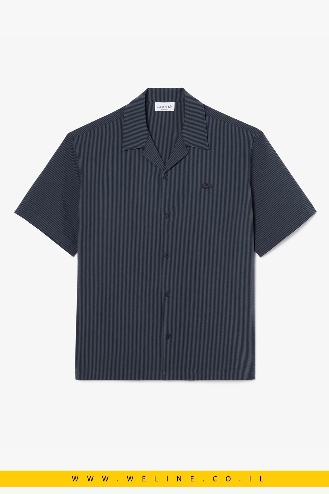 חולצת Lacoste Relaxed Fit Seersucker עם שרוולים קצרים - WELINE.CO.IL