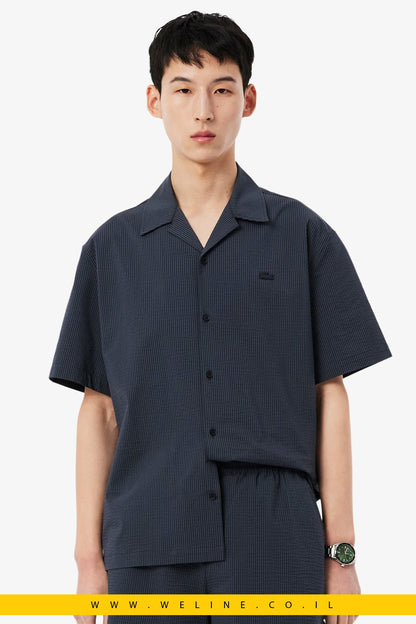 חולצת Lacoste Relaxed Fit Seersucker עם שרוולים קצרים - WELINE.CO.IL