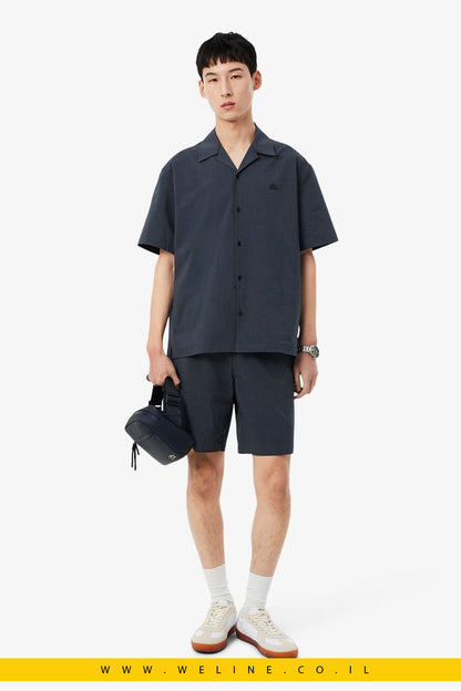 חולצת Lacoste Relaxed Fit Seersucker עם שרוולים קצרים - WELINE.CO.IL