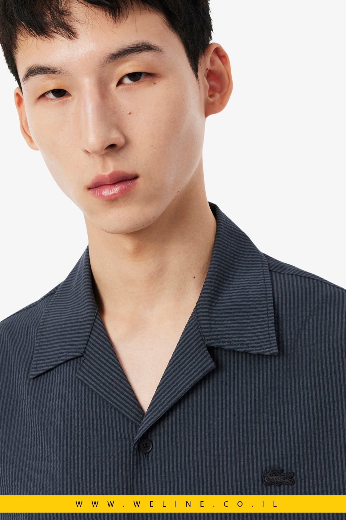 חולצת Lacoste Relaxed Fit Seersucker עם שרוולים קצרים - WELINE.CO.IL