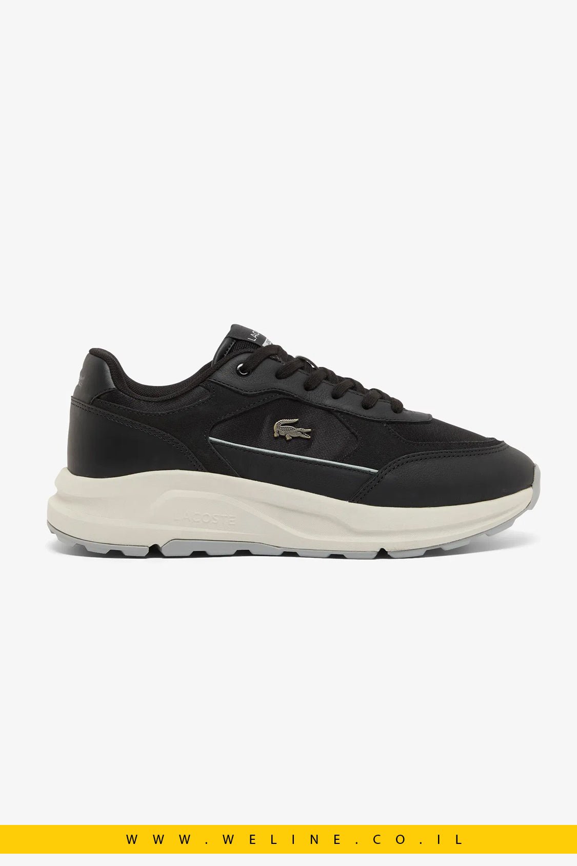 נעלי סניקרס גברים Lacoste Run Set – זמש שחור - WELINE.CO.IL