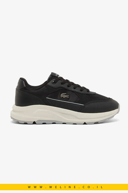 נעלי סניקרס גברים Lacoste Run Set – זמש שחור - WELINE.CO.IL