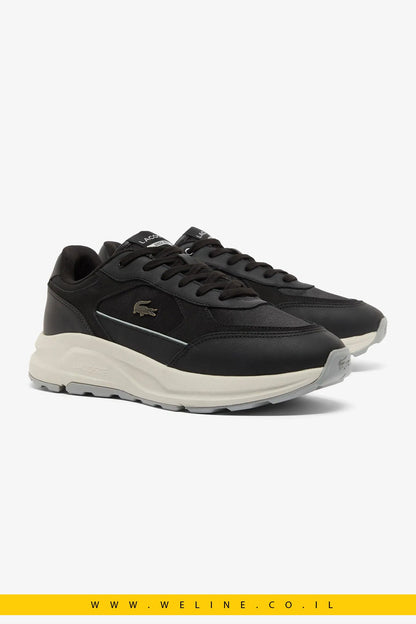 נעלי סניקרס גברים Lacoste Run Set – זמש שחור - WELINE.CO.IL