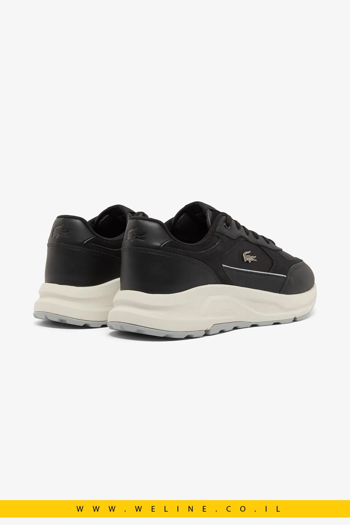 נעלי סניקרס גברים Lacoste Run Set – זמש שחור - WELINE.CO.IL